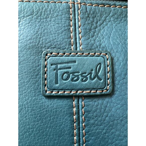 Fossil turquoise crossover leather bag purse hobo y2k vintage shoulder blue - Picture 6 of 11